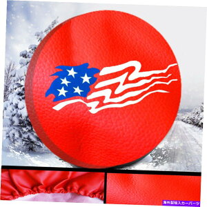rear wheel tire cover 15 "ԂXyA^CJo[SUVgbNzC[Jo[p̃AJtbOU[rj[ 15" Red Spare Tire Cover American Flag Leather Vinyl For SUV Truck Wheel cover