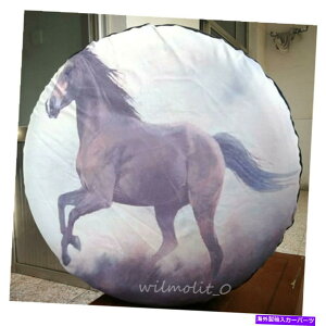 rear wheel tire cover �W�[�v�g���^�t�H�[�h29-31�̂��߂�3D�u���E���z�[�X�t��1 PC�X�y�A�^�C���z�C�[���\�t�g�J�o�[ " 1 pc Spare Tire Wheel Soft Cover With 3D Brown horse For Jeep Toyota Ford 29-31"