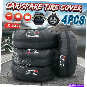 rear wheel tire cover 4PCS 13 "-16"Ԃ̃XyA^CJo[Ă̓~̃^CveN^[Xg[WobOp 4pcs 13"-16" Car Spare Tire Cover For Summer Winter Tyre Protector Storage Bags