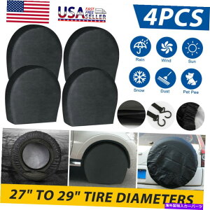 rear wheel tire cover 4x�^�C���͖h���z�C�[���^�C���g���[���[�L�����p�[�T���v���e�N�^�[W/�t�b�N27-29 ���J�o�[���Ă��܂� 4X Tire Covers Waterproof Wheel Tyre Trailer Camper Sun Protector W/ HOOK 27-29�y���s�A��