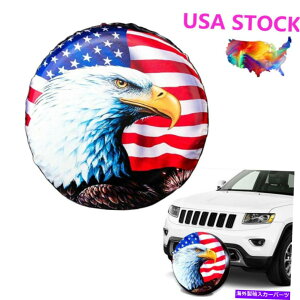 rear wheel tire cover 予備のホイールタイヤプロテクターカバー14 "、防水USAフラグイーグルトレーラージープ用 Spare Wheel Tire Protector Cover 14", Waterproof USA Flag Eagle For Trailer Jeep