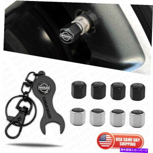 rear wheel tire cover YԂ̃^CzC[GAXe_XgouLbvJo[ +`L[`F[p4{wbNX 4x Hex For Nissan Car Tire Wheel Air Stem Dust Valve Cap Cover + Wrench Keychain