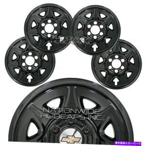 rear wheel tire cover 4 Gloss Black 2014-2018 Chevy Silverado 1500 17 �z�C�[���X�L���n�u�L���b�v�����J�o�[ 4 GLOSS BLACK 2014-2018 Chevy Silverado 1500 17 Wheel Skins Hub Caps Rim Covers�y���s�A���i�z