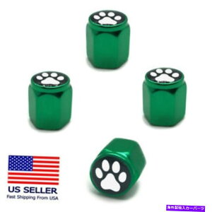 rear wheel tire cover 4PCA~jEzC[^CouGAJo[XeLbvhbOLbg|[vgO[ 4PC Aluminum Alloy Wheel Tire Valve Air Cover Stem Caps Dog Cat Paw Print GREEN
