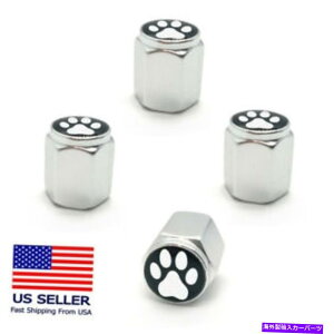 rear wheel tire cover 4PCA~jEzC[^CouGAJo[XeLbvhbOLbg|[vgVo[ 4PC Aluminum Alloy Wheel Tire Valve Air Cover Stem Caps Dog Cat Paw Print Silver