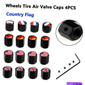 rear wheel tire cover 4xzC[^CouLbvXe]ԁAԁAgbNJg[tbOubN 4x Wheel Tire Valve Cap Stem Cover For Bike, Car, Trucks Country Flag BLACK