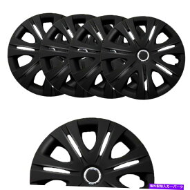 rear wheel tire cover フルハブキャップのスナップをカバーする4輪カバーR16タイヤ＆スチールリムブラック16 " Set of 4 Wheel Covers Snap On Full Hub Caps Fit R16 Tire & Steel Rim Black 16"