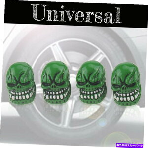 rear wheel tire cover 4x̂O[XJpjbV[J[zC[^C^CXeGAouLbvJo[ 4X Glossy Green Skull Punisher Car Wheel Tyre Tire Stem Air Valve Caps Covers