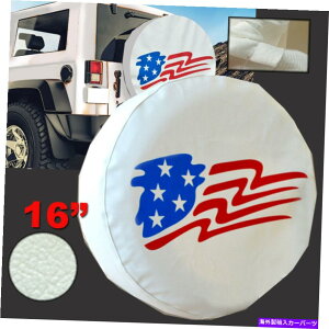 rear wheel tire cover 16 "zCgU[XyAzC[^CJo[W[vgbNSUVTCYl̃AJ̊ 16" White Leather Spare Wheel Tire Cover American Flag for Jeep Truck SUV Size L