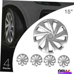 rear wheel tire cover 4 PCSv~AzC[Jo[K[hnuLbvϋv̂ABS 15C`}c_3C`Vo[ 4 Pcs Premium Wheel Cover Guard Hub Caps Durable ABS 15h Silver for Mazda 3