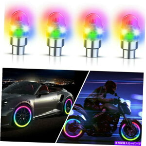 rear wheel tire cover 4PCJtȎԃzC[^C^CGAouXeLEDCgLbvJo[ANZT[ 4PC Colorful Car Wheel Tire Tyre Air Valve Stem LED Lights Cap Cover Accessories