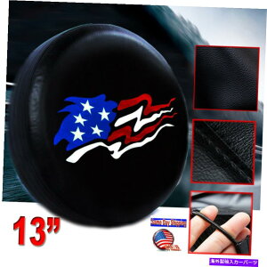 rear wheel tire cover 13 �u���b�N���U�[�r�j�[���g���[���[RV�L�����s���O�J�[�X�y�A�z�C�[���^�C���J�o�[�A�����J�t���b�O 13 Black leather Vinyl Trailer RV Camper Spare Wheel Tire Cover American Flag�y���s�A��