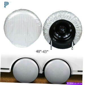 rear wheel tire cover 4PCS RV^CJo[40 "-43"sg[[LsOJ[gbNSUVLsOJ[h 4Pcs RV Tire Covers 40"-43" Travel Trailer Camper Truck SUV Motorhome Waterproof