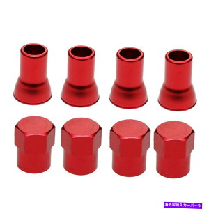 rear wheel tire cover 4セットカーレッドアルミニウムタイヤホイールステムエアバルブキャップとスリーブカバーアクセサリー 4 Set Car Red Aluminum Tire Wheel Stem Air Valve Cap & Sleeve Cover Accessories