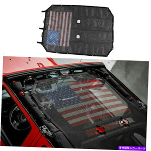 y tBbgW[vO[JK 4DRJ[TVF[hgbvJo[UVیUSAtbO[tbV fit Jeep Wrangler JK 4dr Car Sunshade Top Cover UV Protection USA Flag Roof Mesh