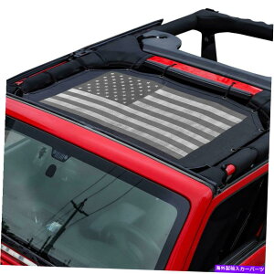 y bVTVF[hgbvJo[́AW[vJK JKU 2007-2017 2hAUStOUV񋟂܂ Mesh Sun Shade Top Cover Provides UV For Jeep JK JKU 2007-2017 2-Door US Flag