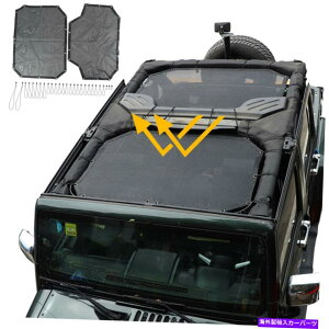 y 2007-2018̃TVF[hbVTVF[h\tggbvJo[W[vO[JK JK4hA Sunshade Mesh Sun Shade Soft Top Cover for 2007-2018 Jeep Wrangler JK JKU 4-Door