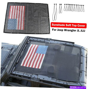 y tJo[\tggbvbVUVubNTVF[hW[vO[JL JLU 4DR UStO Full Cover Soft Top Mesh UV Block Sun Shade For Jeep Wrangler JL JLU 4Dr US Flag