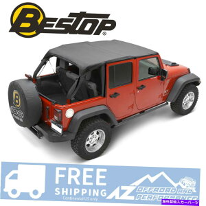 �y Bestop Header Bikini Safari Top -2010-2018�̃u���b�N�W�[�v�����O���[JK 4�h�A Bestop Header Bikini Safari Top - Black for 2010-2018 Jeep Wrangler JK 4 Door