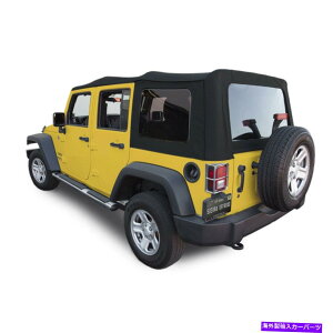 幌 Jeep Wrangler 4DR JKソフトトップ、2007-09、プレスポリッシュウィンドウ、ブラックキャンバス Jeep Wrangler 4DR JK Soft Top, 2007-09, Press Polish Windows, Black Canvas