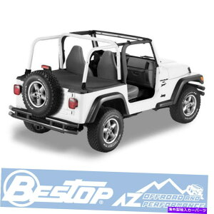 y '97 -'02W[vO[TJubNfjW/\tggbṽxXgbv_X^[fbLJo[ Bestop Duster Deck Cover For '97-'02 Jeep Wrangler TJ Black Denim w/ Soft Top