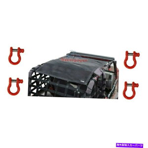 �y �W�[�v�����O���[97-06�e�f�B���b�h�o�����g�b�v�\�[���[�X�N���[��w 4 d�����O�V���b�N�� For Jeep Wrangler 97-06 Teddy Red Baron Top Solar Screen w Four D-Ring Shackles