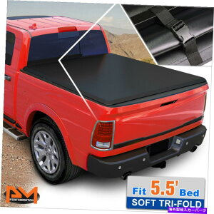 y 07-17 Tundra Pickup 5.5ftgbNxbh̃rj[\tggbvgCtH[hgm[Jo[ Vinyl Soft Top Tri-Fold Tonneau Cover for 07-17 Tundra Pickup 5.5ft Truck Bed