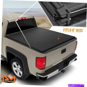 y 17-19tH[hF250 F350 F450 SD 6'8 "xbhp̃rj[\tggbvgCtH[hgm[Jo[ Vinyl Soft Top Tri-Fold Tonneau Cover for 17-19 Ford F250 F350 F450 SD 6'8" Bed