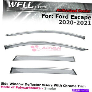 �E�B���h�E�o�C�U�[ 2020�N����2022�N�̃E�F���o�C�U�[�t�H�[�h�G�X�P�[�v�E�B���h�E�o�C�U�[�N�����g�����T�C�h�K�[�h WELLvisors For 2020-2022 Ford Escape Window Visors Chrome Trim Side Guards