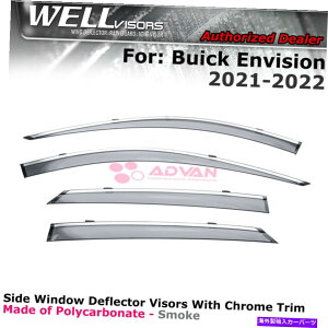 �E�B���h�E�o�C�U�[ 2021-2022��WellVisors Buick Envision Window Vidors Chrome Trim Guards WELLvisors For 2021-2022 Buick Envision Window Visors Chrome Trim Guards