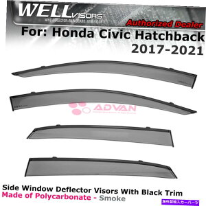 EBhEoCU[ z_VrbN2017-2021EBhEoCU[̃nb`obNTChNbv̂߂̃EFoCU[ubN WELLvisors For Honda Civic 2017-2021 Hatchback Side Clip on Window Visors Black