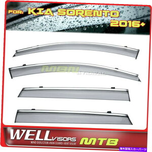 �E�B���h�E�o�C�U�[ �E�F���o�C�U�[���C���T�����̕Ό�Kia�\�����g16-20�E�B���h�E�o�C�U�[Chrome Wellvisors Rain Sun Wind Deflectors For Kia Sorento 16-20 Window Visors Chrome