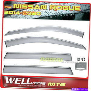 �E�B���h�E�o�C�U�[ Wellvisors Rain Sun Wind Deflector for Nissan Rogue 14-20�E�B���h�E�o�C�U�[Chrome Wellvisors Rain Sun Wind Deflectors For Nissan Rogue 14-20 Window Visors Chrome
