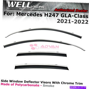 �E�B���h�E�o�C�U�[ 2021-2022�̃E�F���o�C�U�[�����Z�f�XGLA250�E�B���h�E�o�C�U�[�N�����g�������C���K�[�h WELLvisors For 2021-2022 Mercedes GLA250 Window Visors Chrome Trim Rain Guards