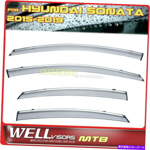 �E�B���h�E�o�C�U�[ Wellvisors Rain Sun Wind Deflector for Hyundai Sonata 15-19�E�B���h�E�o�C�U�[Chrome Wellvisors Rain Sun Wind Deflector For Hyundai Sonata 15-19 Window Visors Chrome
