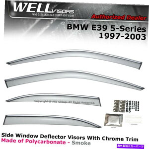 �E�B���h�E�o�C�U�[ BMW 5�V���[�Y�̃E�F���o�C�U�[97-03�Z�_��E39�E�B���h�E�o�C�U�[�f�B�t���N�^�[�N�����g���� WELLvisors For BMW 5-Series 97-03 Sedan E39 Window Visors Deflectors Chrome Trim
