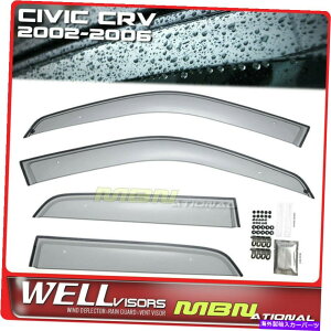 �E�B���h�E�o�C�U�[ �z���_CRV 02-06�E�B���h�E�o�C�U�[�̂��߂̃E�F���o�C�U�[���C���T���E�B���h�_�t���N�^�[ Wellvisors Rain Sun Wind Deflectors For Honda CRV 02-06 Window Visors