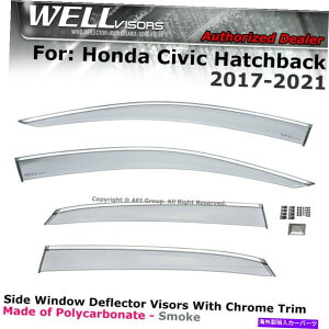 EBhEoCU[ z_VrbN2017-2021EBhEoCU[̃nb`obNTChNbṽEFoCU[ WELLvisors For Honda Civic 2017-2021 Hatchback Side Clip on Window Visors Chrome