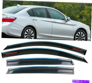 �E�B���h�E�o�C�U�[ 18-21�̃z���_�A�R�[�h�X���[�N�E�B���h�E�o�C�U�[w/�N�����g�����X�����X�^�C���K�[�h�V�F�[�h For 18-21 Honda Accord Smoke Window Visor W/ Chrome Trim Slim Style Guard Shade