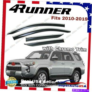 �E�B���h�E�o�C�U�[ Toyota 4runner 2010-2019 Chrome Trim Tinted Window Visor Rain Sun Guard Vent Fit Toyota 4Runner 2010-2019 Chrome Trim Tinted Window Visor Rain Sun Guard Vent