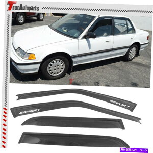 EBhEoCU[ 88-91̃z_VrbNZ_EBhEoCU[tJ̃TChK[hVF[hxgt For 88-91 Honda Civic Sedan Window Visors w/ letters Rain Side Guard Shade Vents