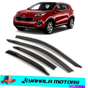 �E�B���h�E�o�C�U�[ 2017-2021 Kia Sportage�̉��̑��ʃf�B�t���N�^�[���C���K�[�hChrome Edge Smoke Side Deflectors Rain Guards Chrome Edge for 2017-2021 KIA Sportage