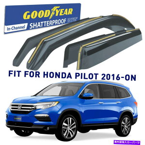 EBhEoCU[ 2016-2022z_pCbgVb^[v[t̃CK[h̊C҃VF[h Rain Guards Vent Visors Shade for 2016-2022 Honda Pilot SHATTERPROOF