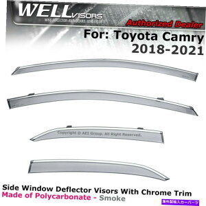 EBhEoCU[ g^J2018-2022EBhETChK[hÑEBhENbṽEFoCU[ WELLvisors For Toyota Camry 2018-2022 Window Clip on Window Side Guard Chrome