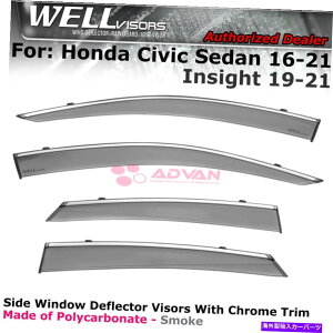 EBhEoCU[ z_VrbN16-21@19-21Z_TChEBhEoCU[ÑEFoCU[ WELLvisors For Honda Civic 16-21 Insight 19-21 Sedan Side Window Visors Chrome