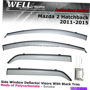 ウィンドウバイザー Wellvisors Mazda 2 11-15 HBサイドクリップウィンドウバイザーブラック WELLvisors Mazda 2 11-15 HB Side Clip on Window Visors Black