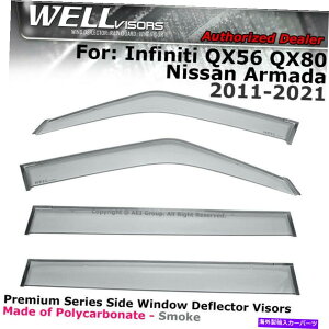 EBhEoCU[ 11-22CtBjeBQX56 QX80Y͑17-22EBhEoCU[̃EFoCU[ WellVISORS For 11-22 Infiniti QX56 QX80 Nissan Armada 17-22 Window Visors