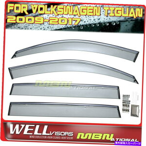�E�B���h�E�o�C�U�[ �t�H���N�X���[�Q���e�B�O�A��09-17�E�B���h�E�o�C�U�[�N������Wellvisors�E�B���h�E�f�B�t���N�^�[ Wellvisors Window Deflectors For Volkswagen Tiguan 09-17 Window Visors Chrome