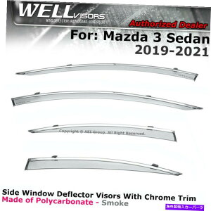 �E�B���h�E�o�C�U�[ Wellvisors Rain Guard Mazda 3 Sedan 19-21 Window Vidor�p��Chrome Trim Deflector Wellvisors Rain Guard Chrome Trim Deflector For Mazda 3 Sedan 19-21 Window Visor