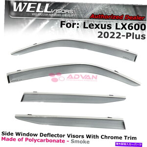 EBhEoCU[ 2022Nȏ̃NTXLX600EBhEoCU[̃EFoCU[CK[hNg WELLvisors For 2022-Plus Lexus LX600 Window Visors Rain Guards Chrome Trim